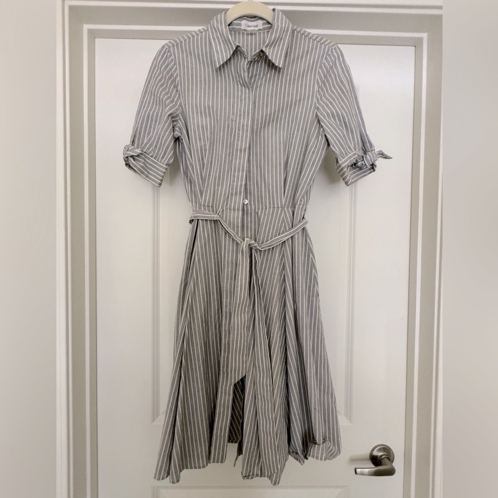 Calvin Klein striped shirt midi dress